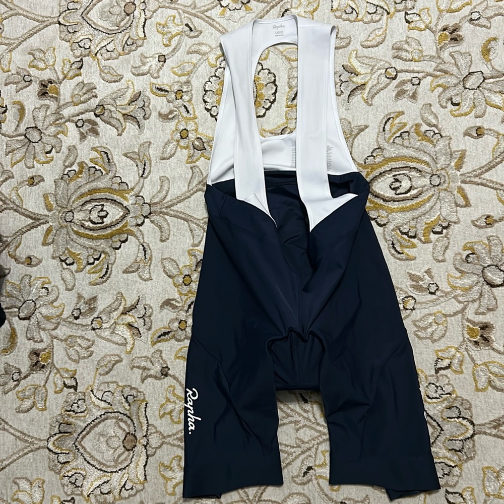 Rapha navy and white bib cycle shorts size L.🌹☘️🌹
